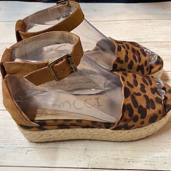 CCOCCI Women Leopard Print Platform Espadrille Sandal Size 5.5 - Picture 2 of 12
